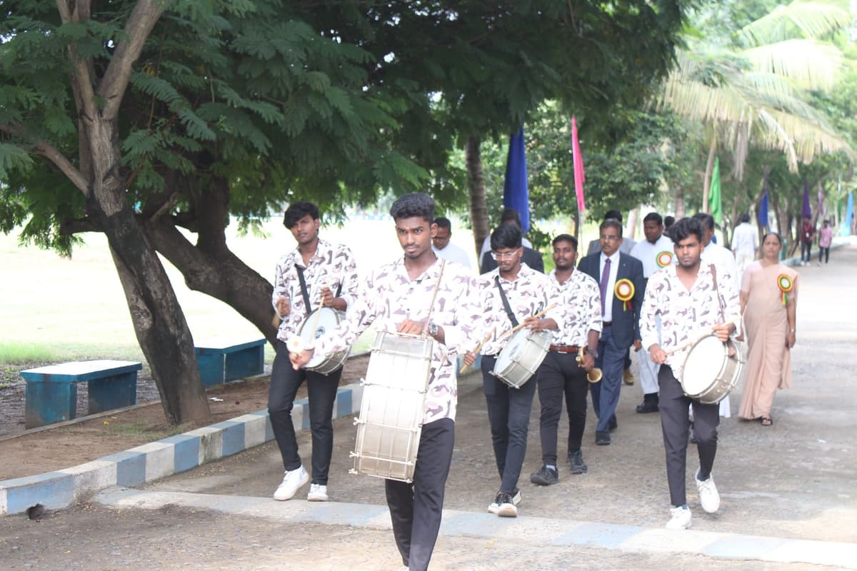 Live band procession welcoming Chief Guest on St Josephs College campus