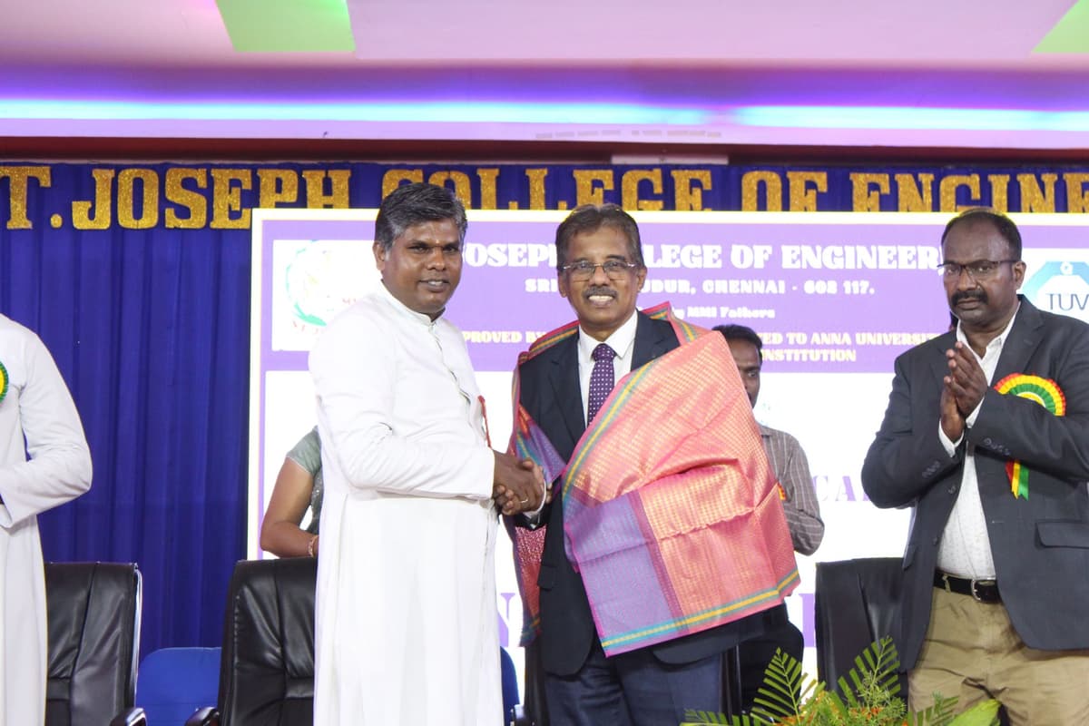 Shawl felicitation by Rev. Father at St Josephs College of Engineering