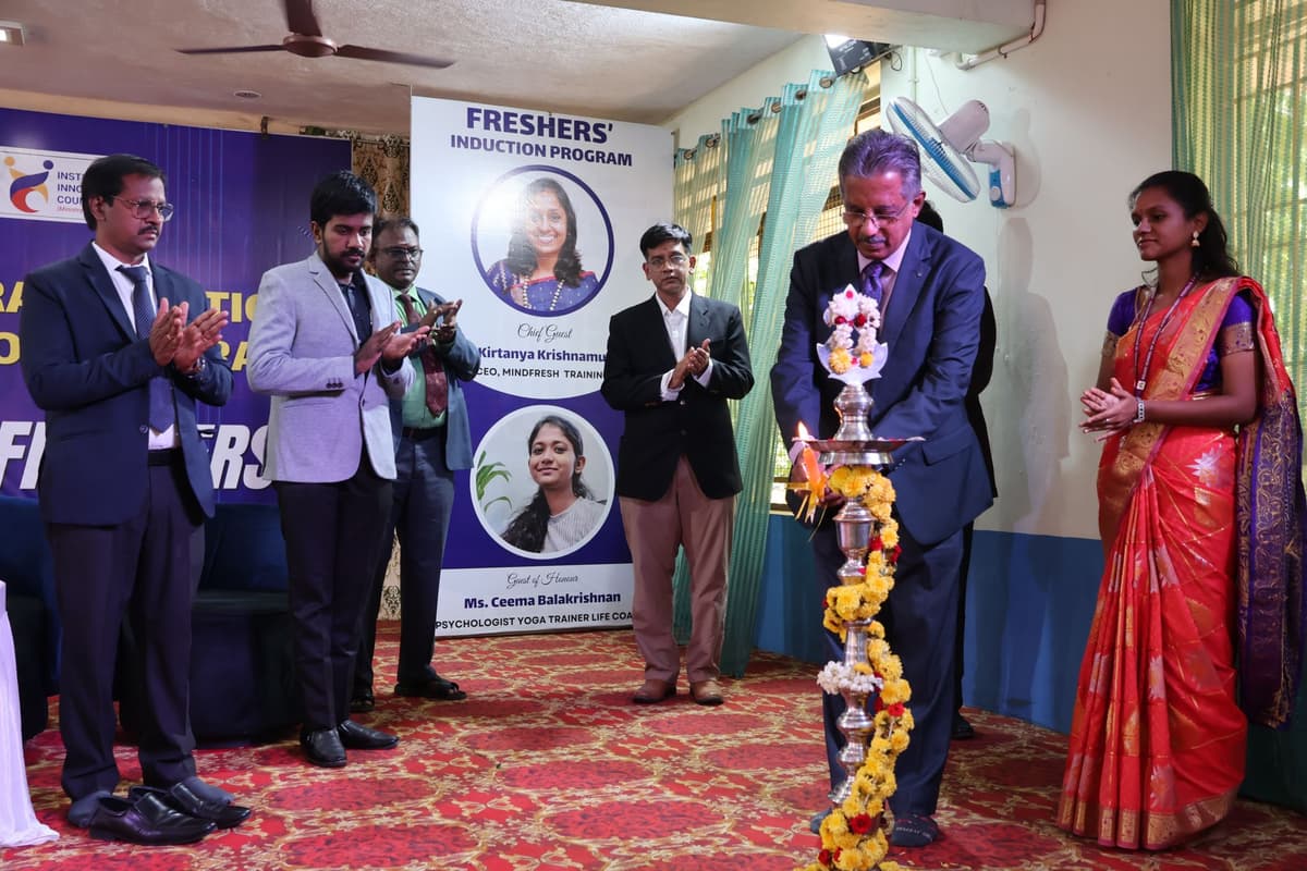 Ceremonial lamp lighting at Gojan School Freshers Induction Program