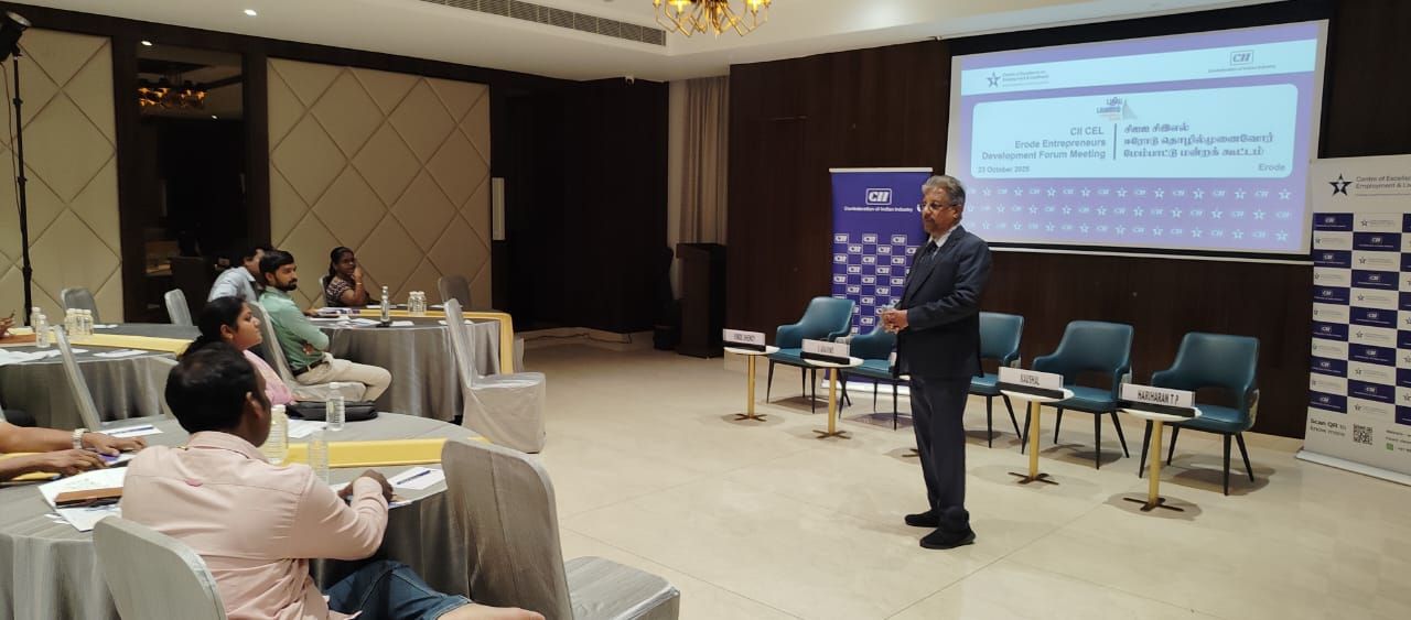 Dr. Sundararaman presenting at CII Erode Entrepreneurs Development Forum