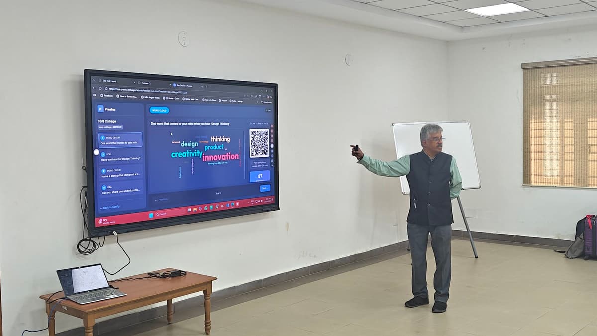 Interactive word cloud activity with students at SSN College