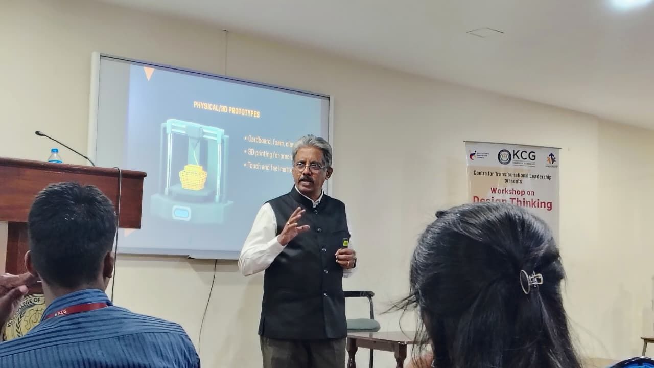 Dr. Sundararaman facilitating Design Thinking workshop at KCG College