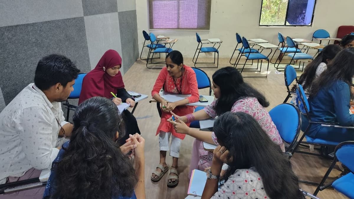 Students in group prototyping activity at KCG Design Thinking workshop