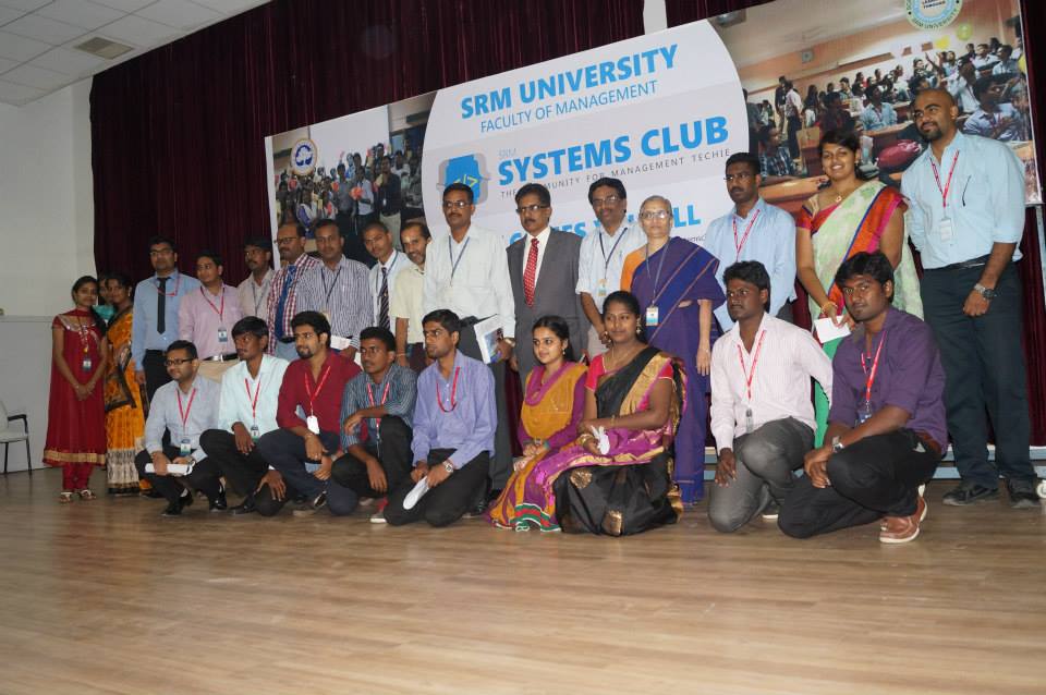 Group photo with Systems Club members at SRM University Faculty of Management