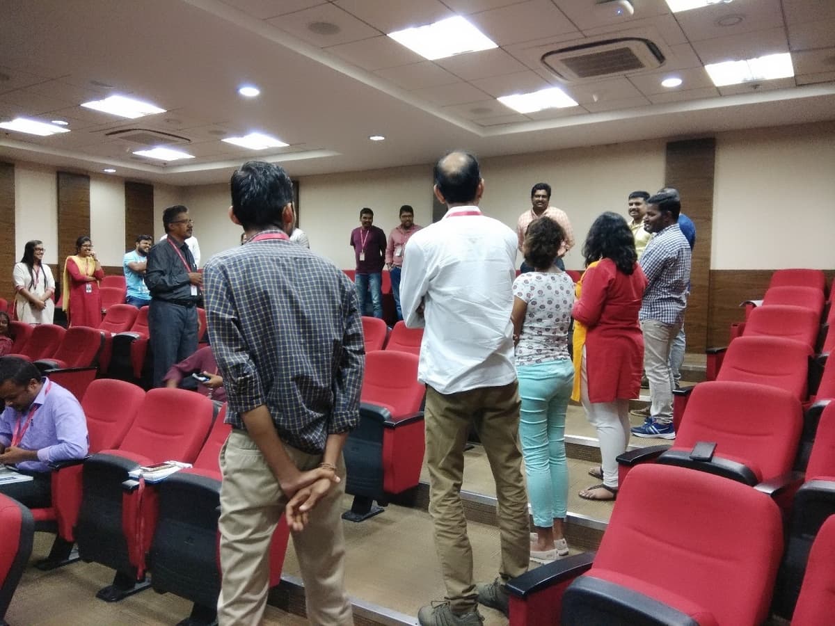 Group exercise at Tech Mahindra workshop