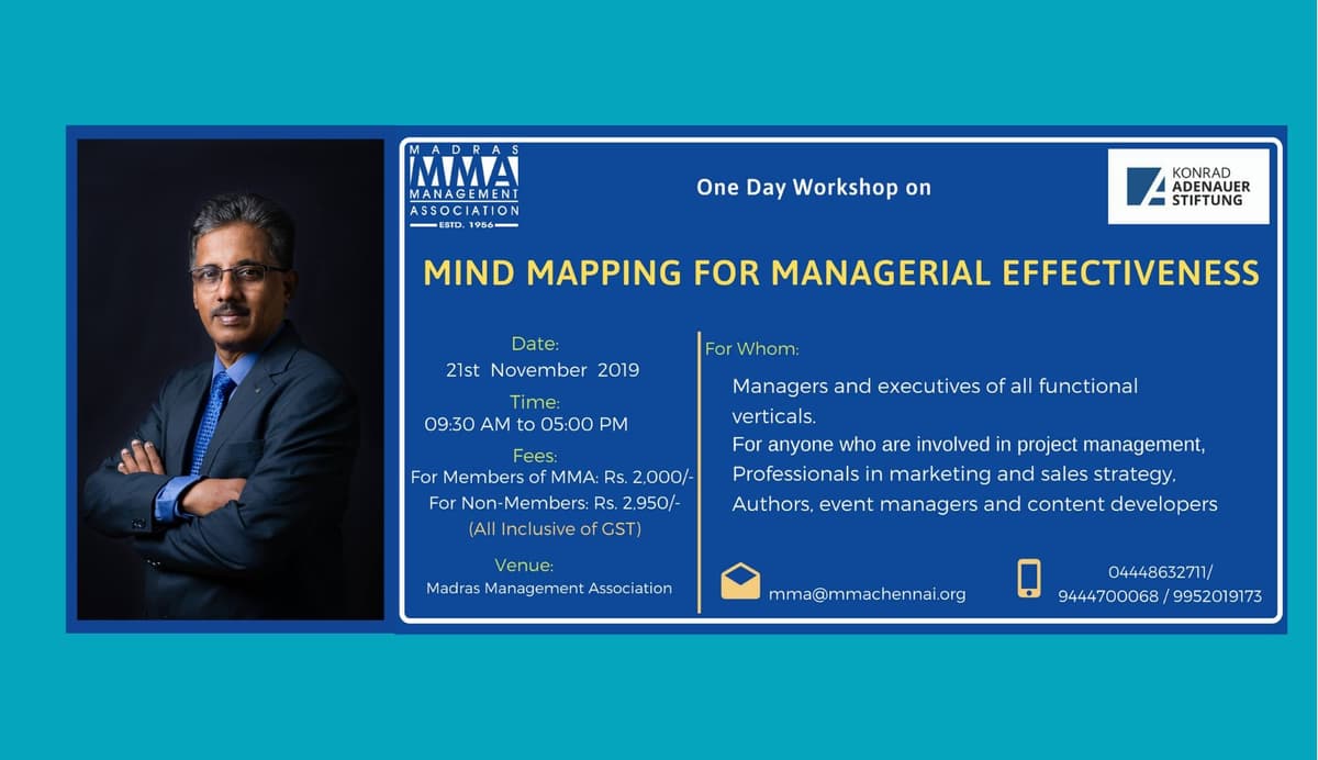 Flyer for Mind Mapping for Managerial Effectiveness workshop at MMA