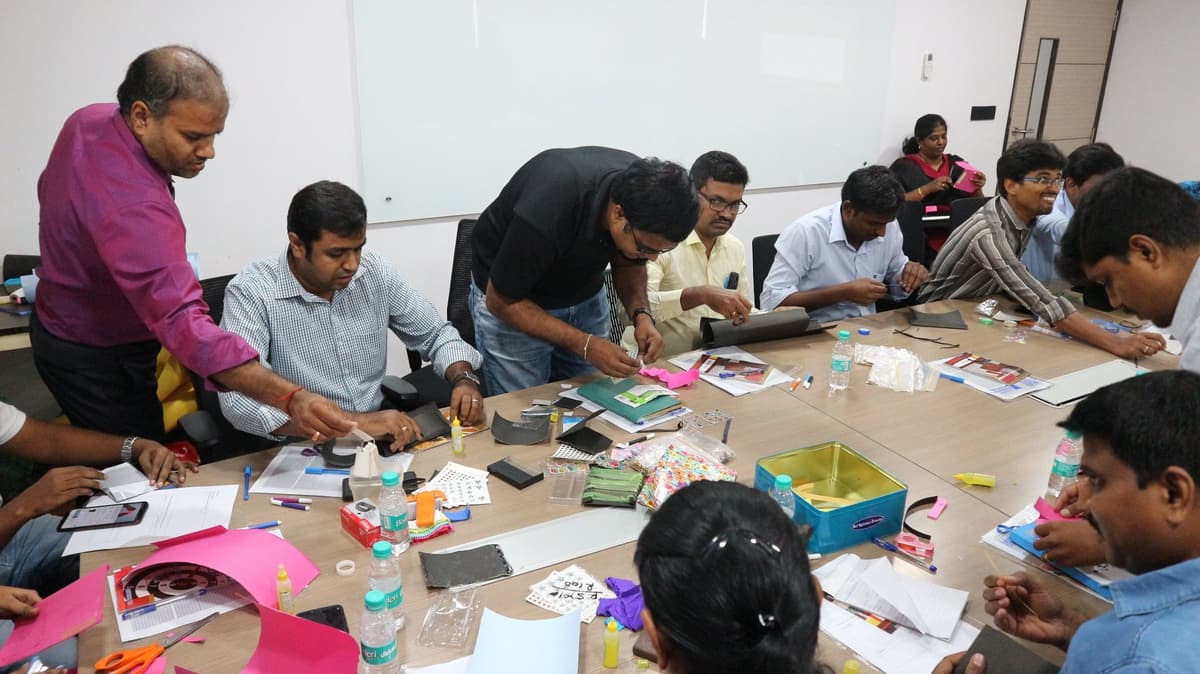 Participants doing hands-on prototyping during Design Thinking workshop at MMA