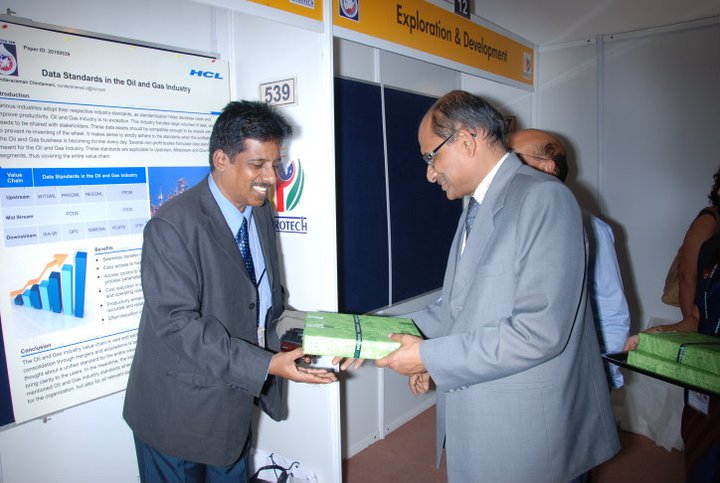 Dr. Sundararaman at Data Standards poster presentation at Petrotech 2010