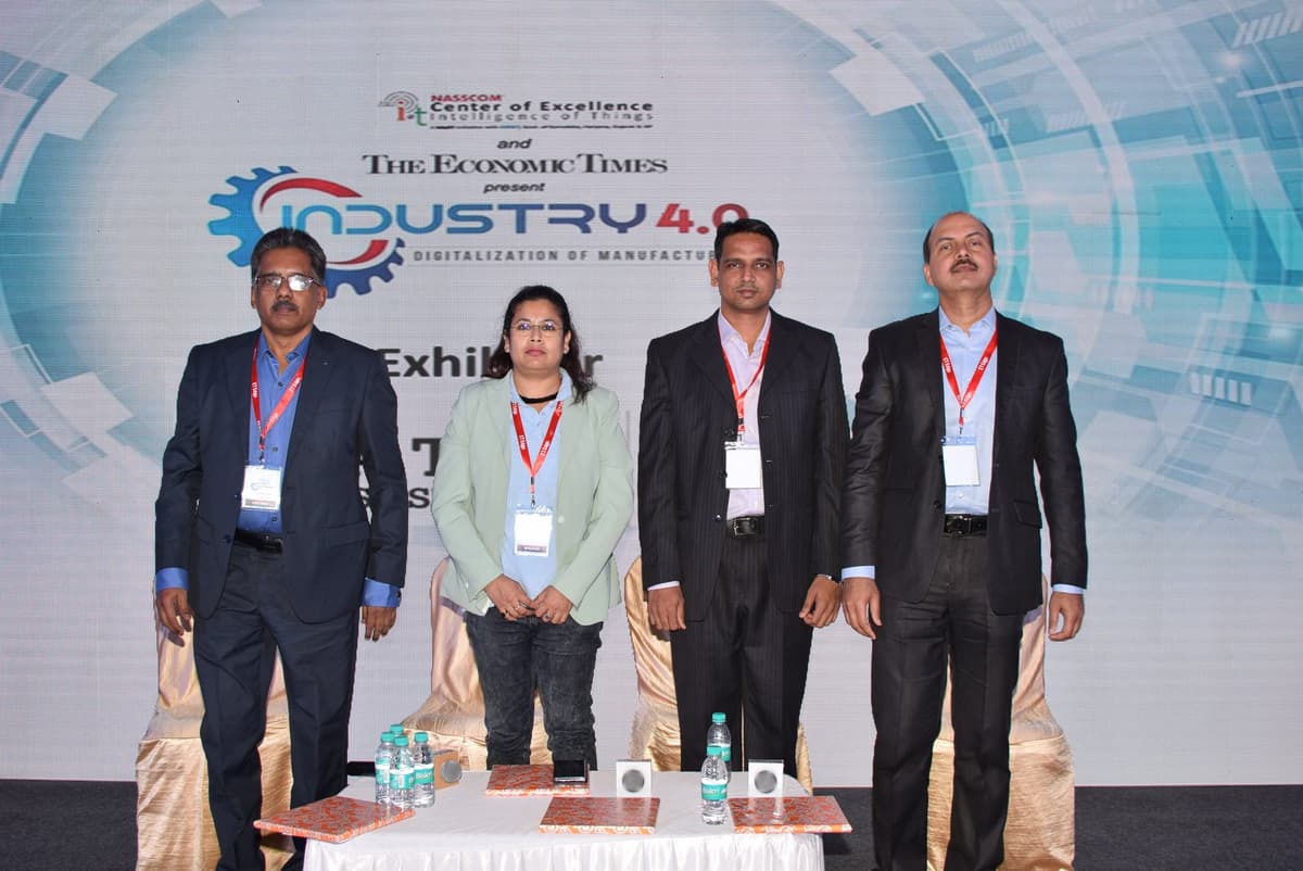 Panel with ET Industry 4.0 and NASSCOM branding at Taj Connemara Chennai