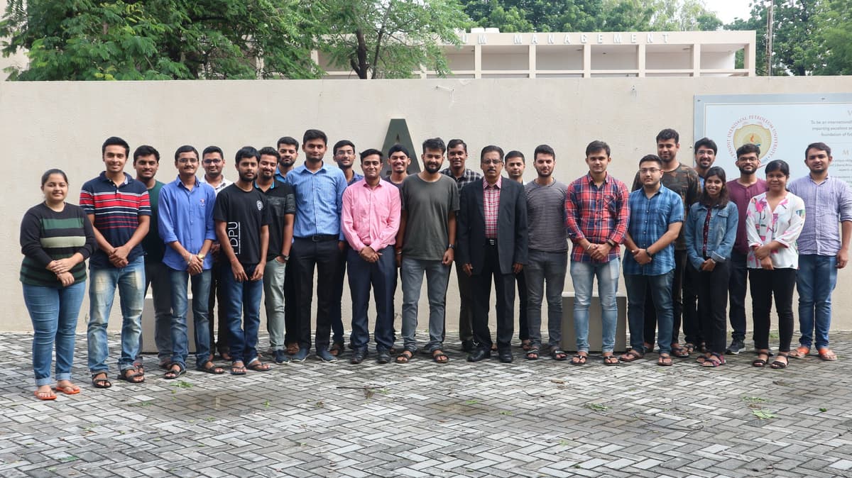 Group photo with students at School of Petroleum Management PDPU Gandhi Nagar after Enterprise Asset Management course