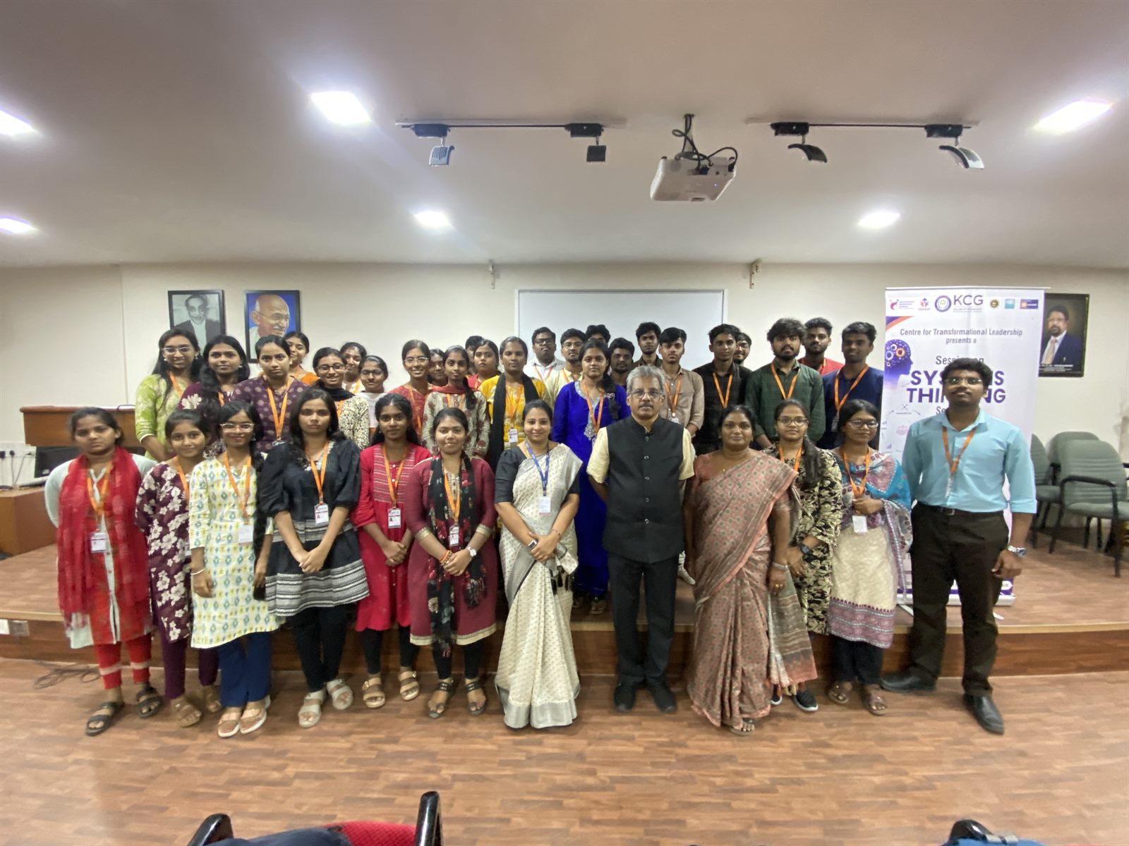 Dr. Sundararaman Chintamani with Computer Science students and faculty after Systems Thinking Series II at KCG College of Technology
