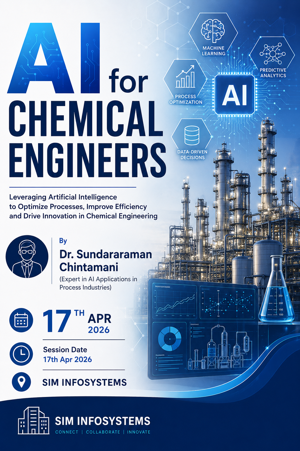 AI for Chemical Engineers session poster at SimInfoSystems